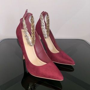 Burgundy Pumps with Ankle Jewels